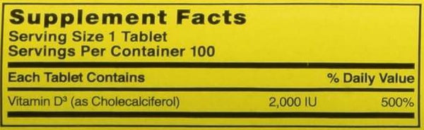 Nature's Blend Vitamin D3, 2000 IU, Tablets, 100 ea - OTC Shoppe Express