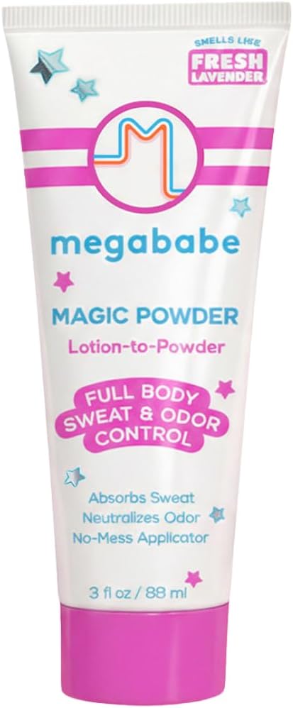 Megababe Sweat & Odor Absorbing Lotion - Magic Powder Stay-Dry Lotion to Powder, 3 fl oz