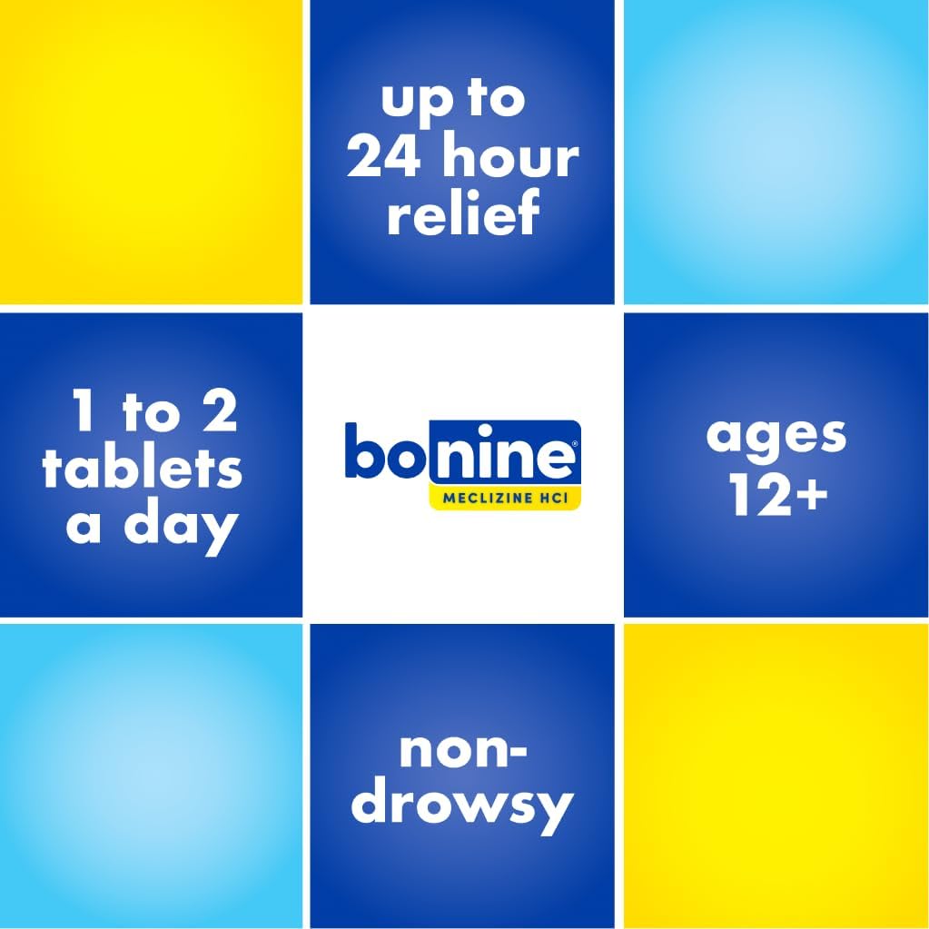 Bonine Meclizine HCl Motion Sickness Relief, Non-Drowsy, 16 Ct