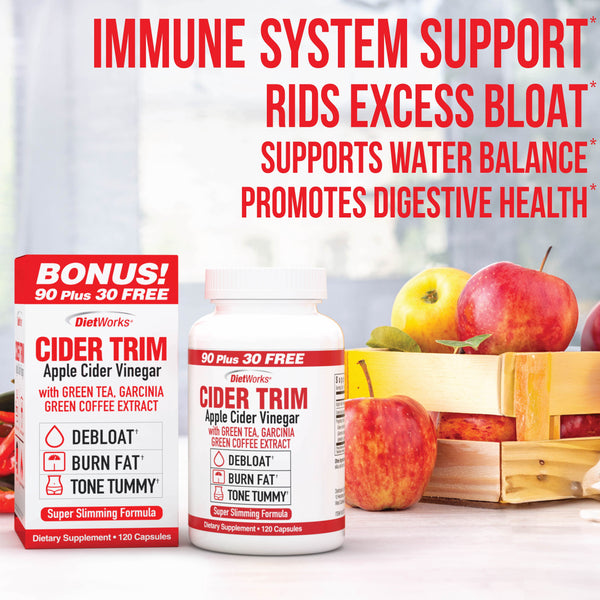 DietWorks Cider Trim Apple Cider Vinegar Capsules, 120 Ct