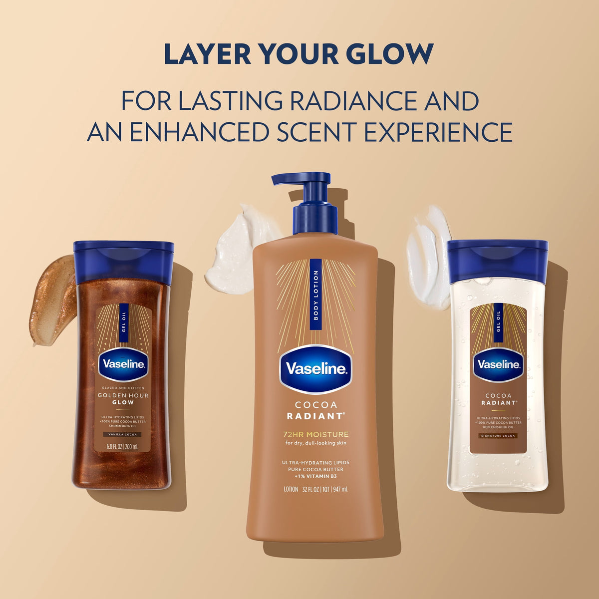 Vaseline Intensive Care Body Lotion for Dry Skin Cocoa Radiant Lotion Made with Ultra-Hydrating Lipids and Pure Cocoa Butter for a Long-Lasting