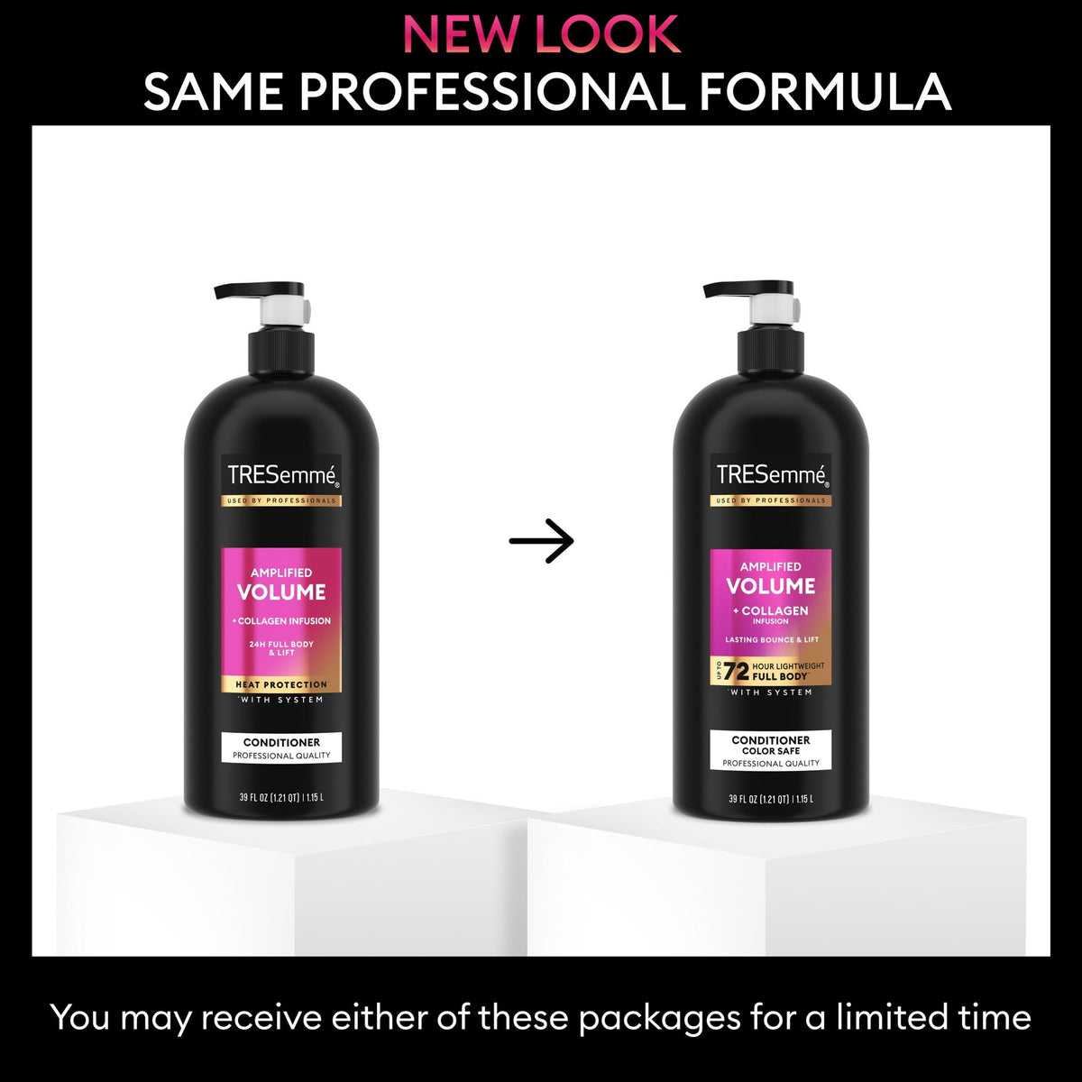 TRESemmé Amplified Volume Color Safe Conditioner for Lasting Bounce & Lift, with Pump with Up to 72HR Lightweight Full Body, 39 fl oz