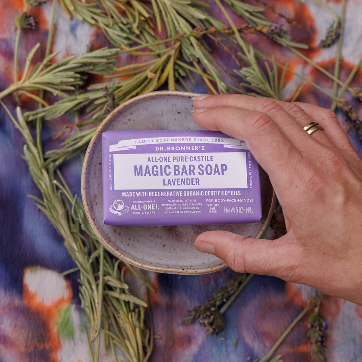 Dr.Bronner's Magic Bar Soap, Lavender, Pure-Castile Soap, 5 oz