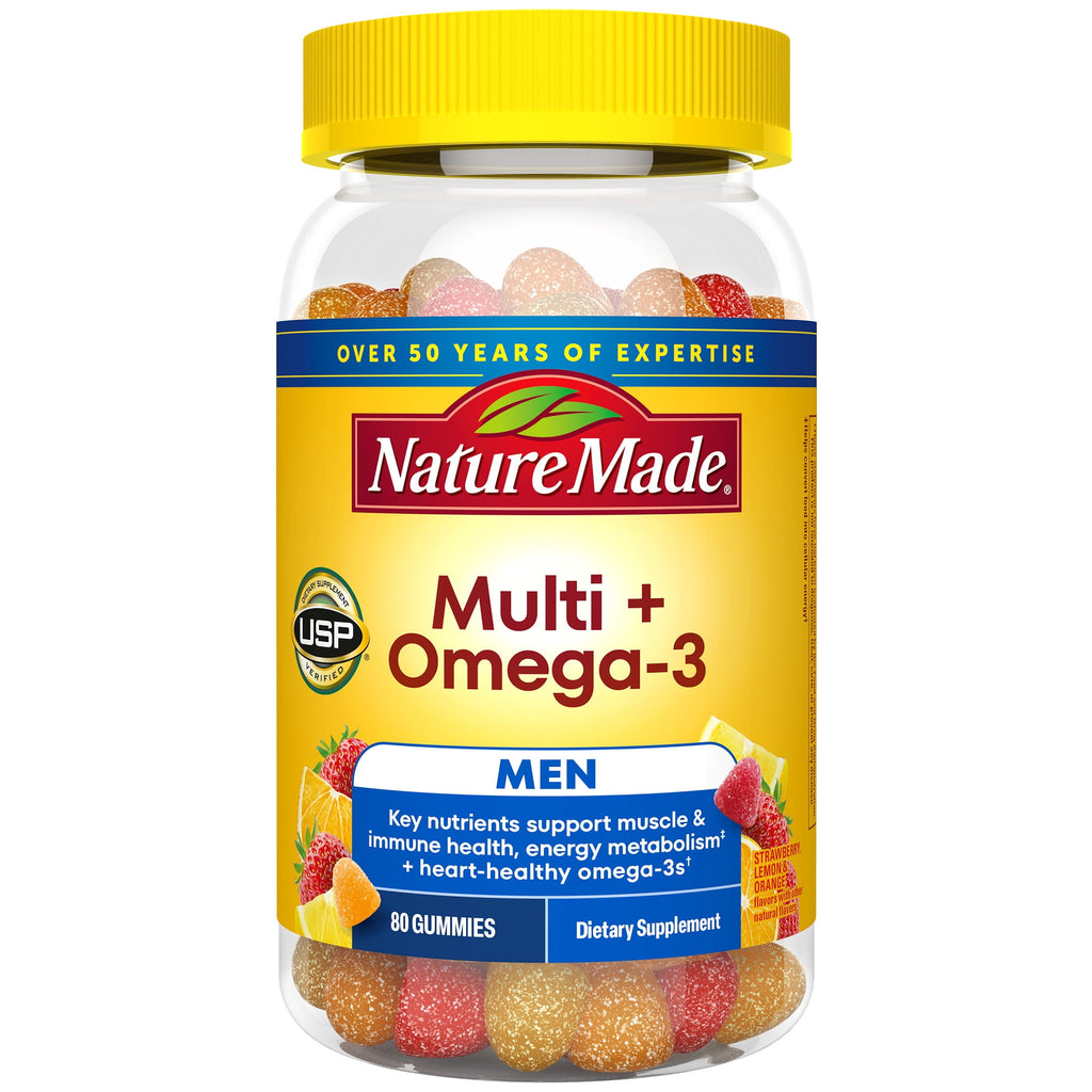 Nature Made Mens Multivitamin + Omega-3 Gummies for Daily Nutritional Support, 80 Count