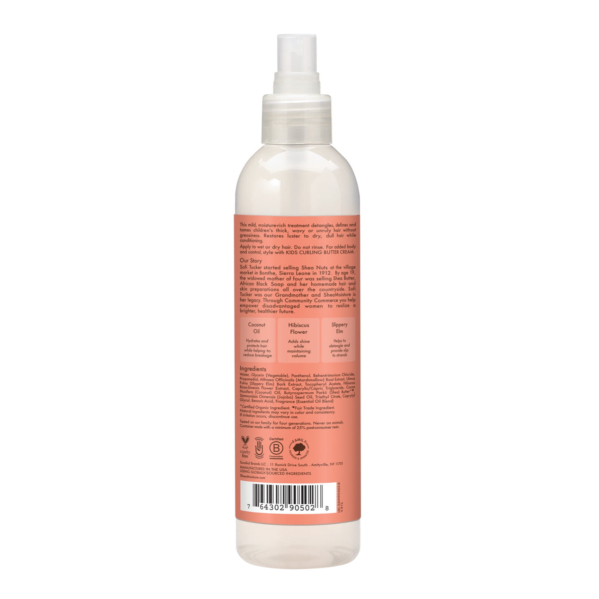 SheaMoisture Kids Extra Moisturizing Detangler For Curly Hair Coconut & Hibiscus Shea Butter Hair Care Product ,8 fl oz