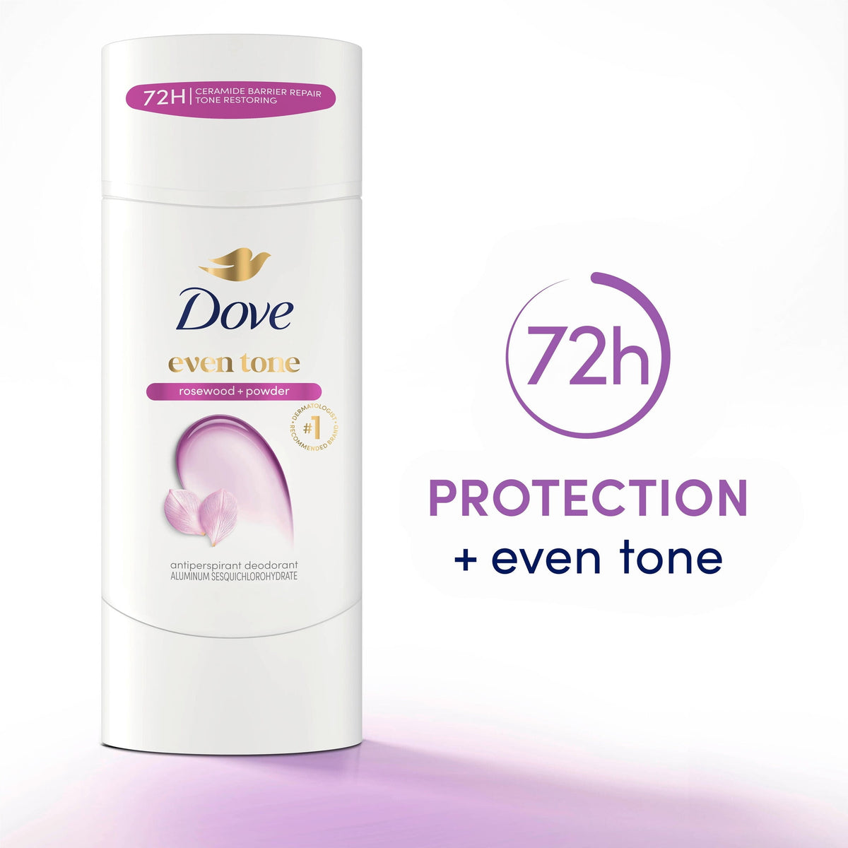 Dove Antiperspirant Deodorant Stick For Uneven Skin Tone Rosewood & Powder 48-hour Odor And Sweat Protection ,2.6 oz