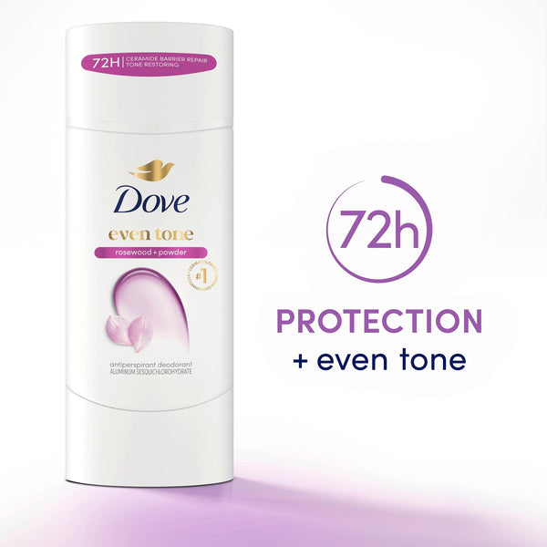 Dove Antiperspirant Deodorant Stick For Uneven Skin Tone Rosewood & Powder 48-hour Odor And Sweat Protection ,2.6 oz