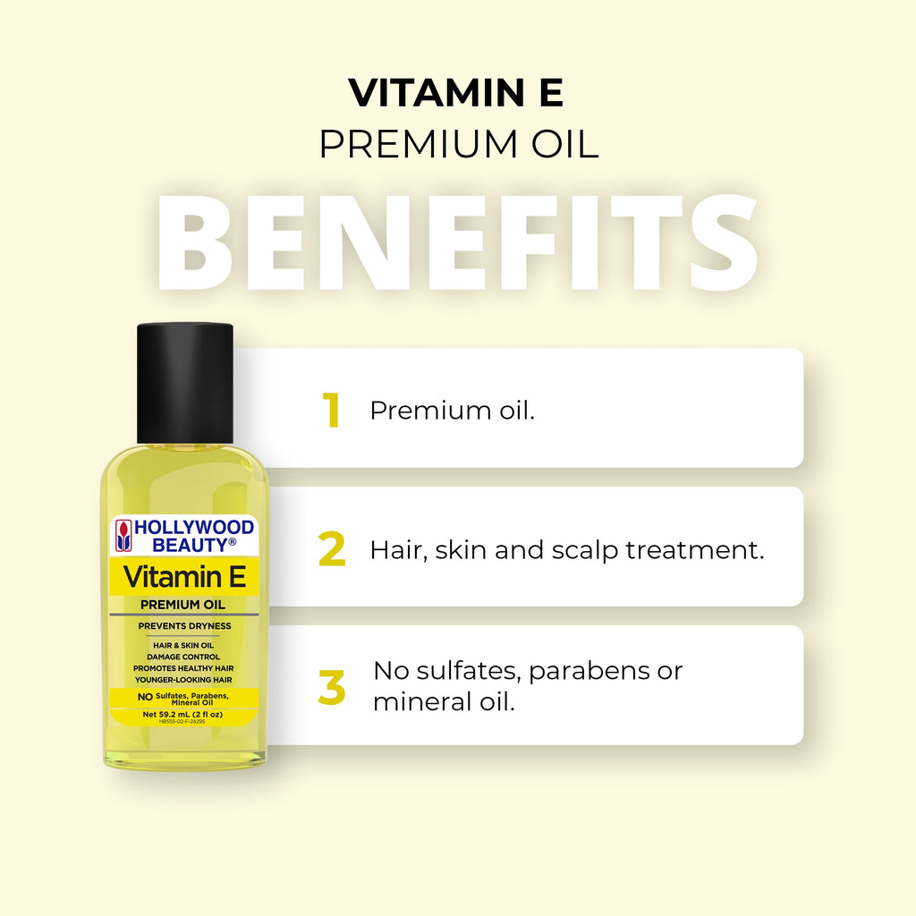 Hollywood Beauty Vitamin E Oil for Hair, Scalp, and Skin, 2 fl oz ., Dry Hair, Unisex
