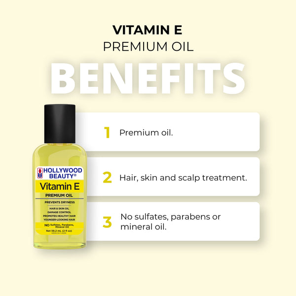 Hollywood Beauty Vitamin E Oil for Hair, Scalp, and Skin, 2 fl oz ., Dry Hair, Unisex