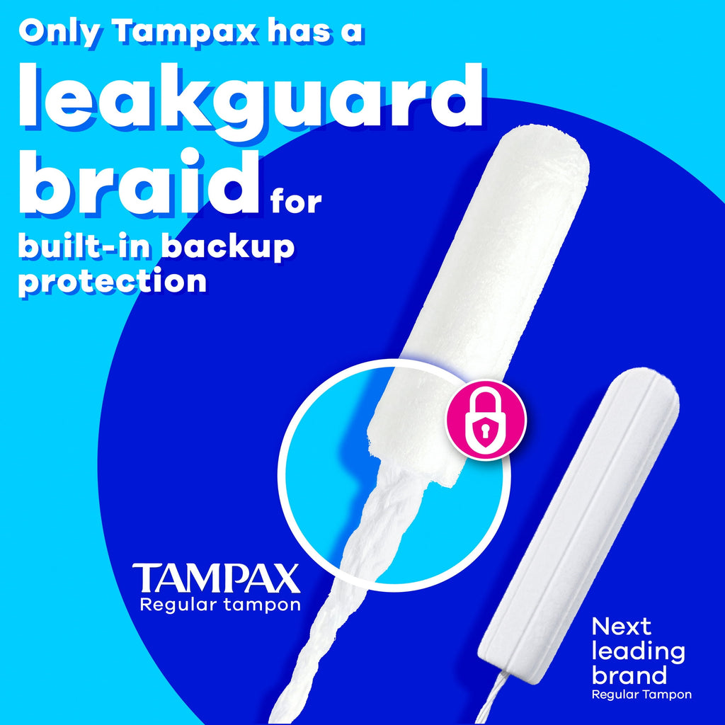Tampax Pearl Tampons Trio Multipack with LeakGuard Braid, Light/Regular/Super Absorbency, 47 Count