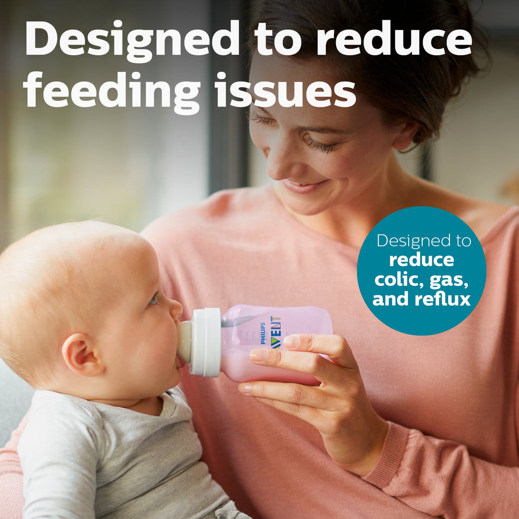 Philips Avent Anti-colic Bottle with AirFree Vent, 9oz, 3pk, Pink, SCY703/13