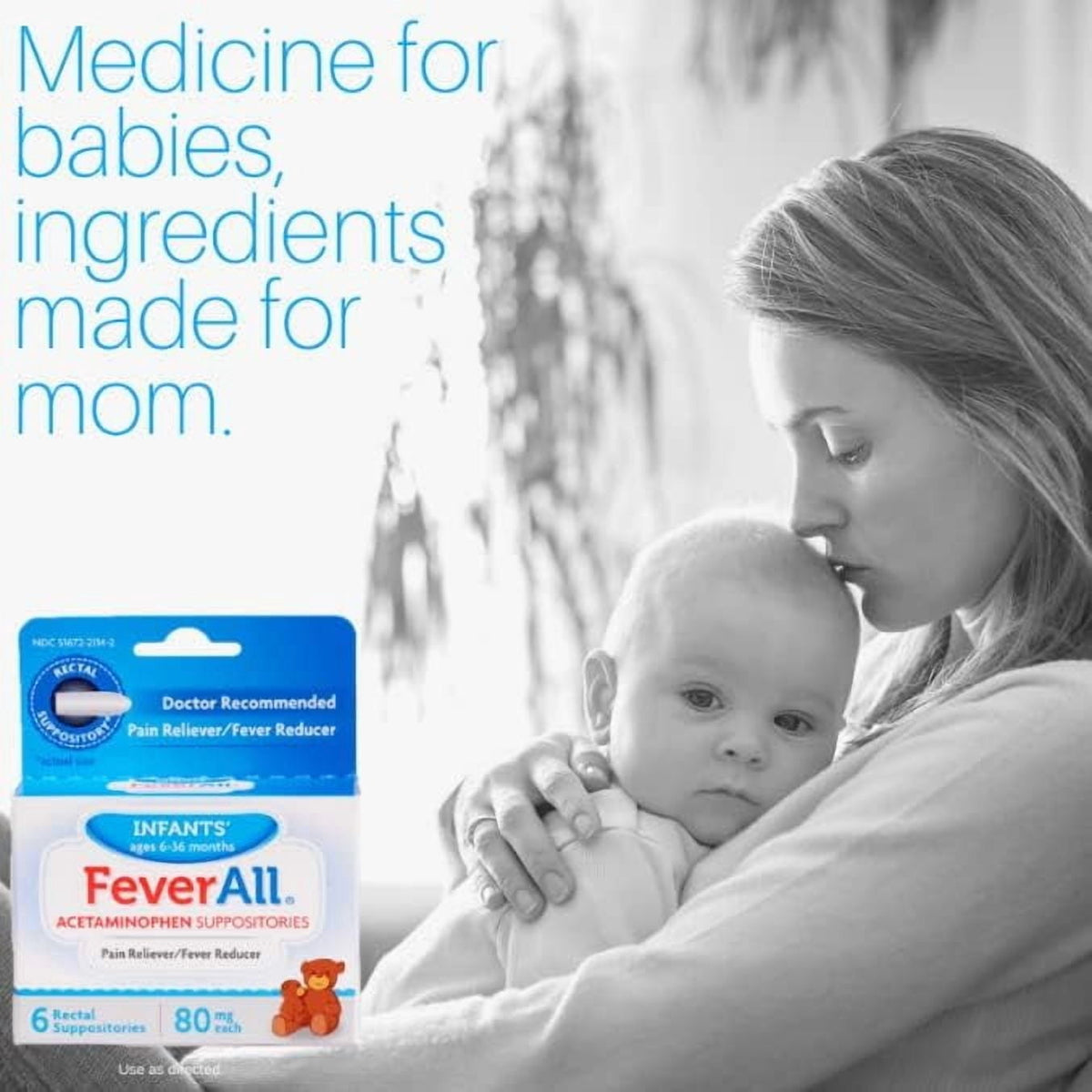 Feverall Infant Acetaminophen Suppositories Pain Reliever and Fever Reducer, Age 6-36 Months, Paraben Free, No Artificial Colors