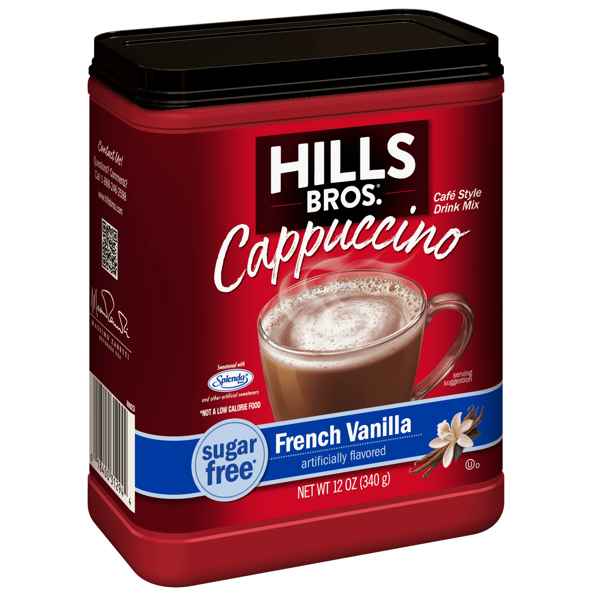 Hills Bros. Sugar-Free French Vanilla Cappuccino Instant Coffee Mix, 12 Ounce Canister