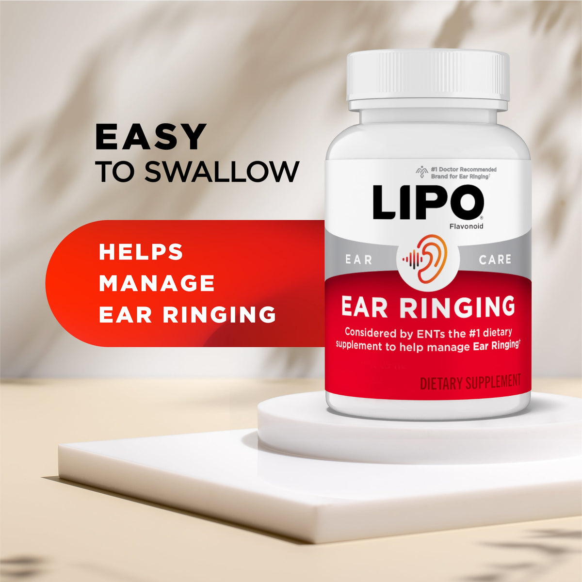 Lipo Flavonoid Ear Ringing Relief - Lemon Bioflavonoid Complex with Essential Vitamins, 100 Count