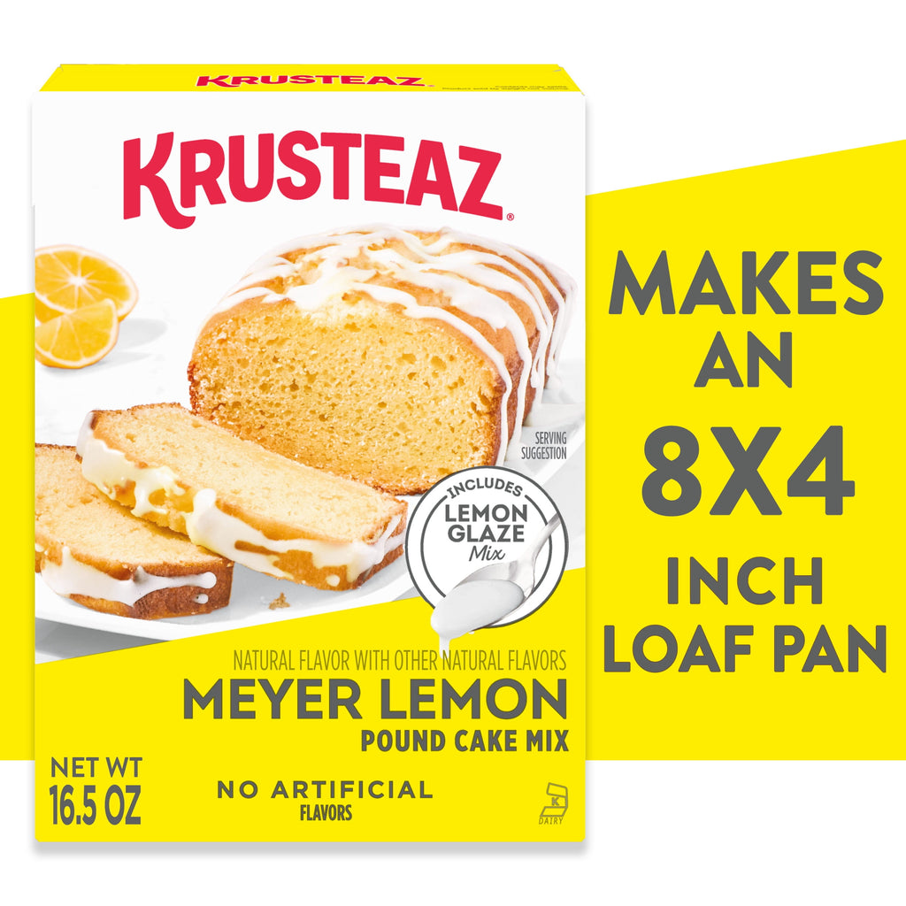 Krusteaz Meyer Lemon Pound Cake Mix, Pound Cake Baking Mix with Lemon Flavored Glaze, 16.5 oz Box​