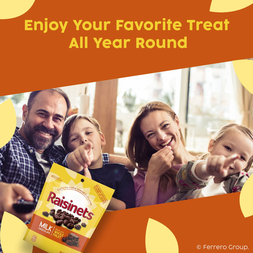 Raisinets Milk Chocolate Covered Raisins, Gluten-free California Chocolate Raisins, Resealable Bag, 8.0 oz