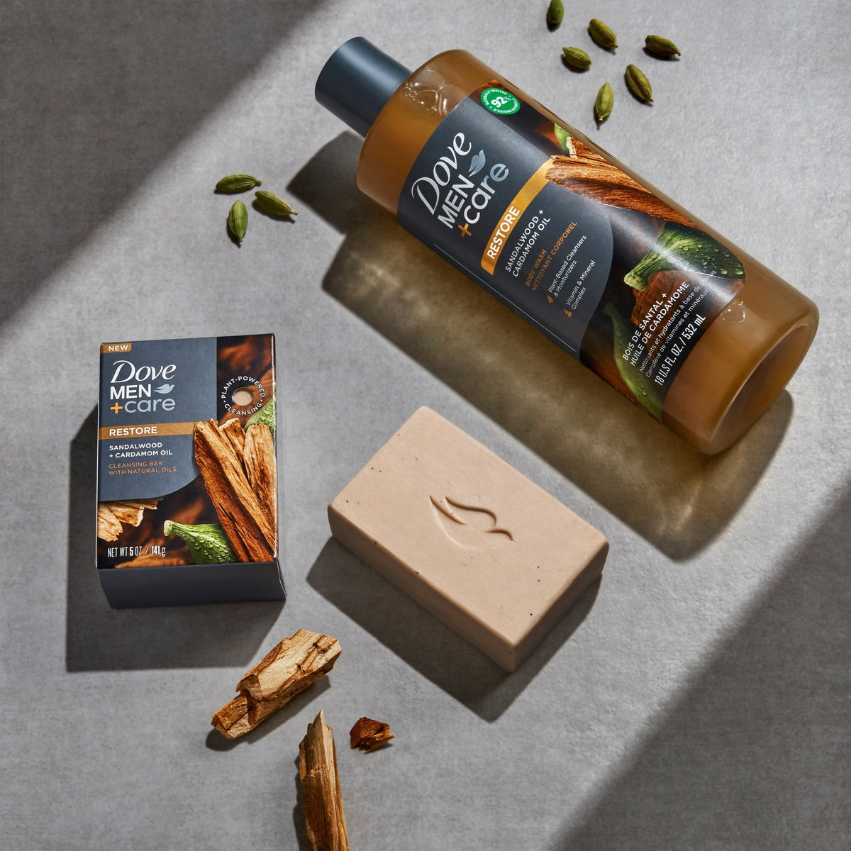 Dove Men+Care Body Wash To Rebuild Skin In The Shower Sandalwood + Cardamom Oil With Plant-Based Cleansers And Moisturizers ,18 fl oz