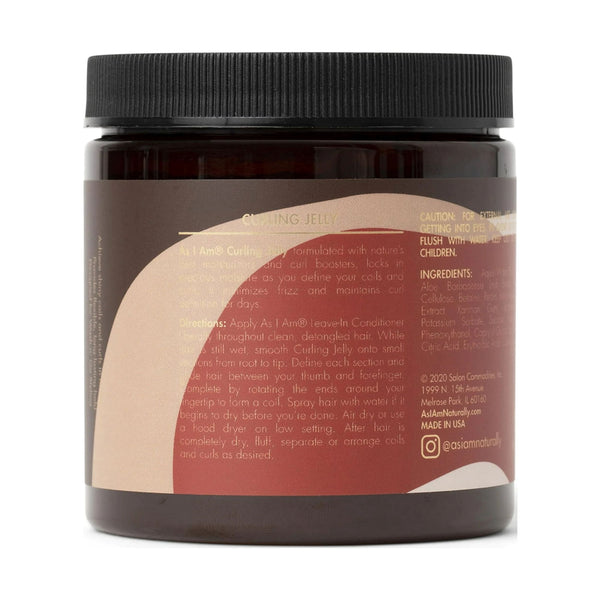 As I Am Coconut Curl Defining Jelly for Frizz Control and Moisture Support Soft Hold 8 oz with Aloe Vera, Vitamin E & Sugar Beet Root