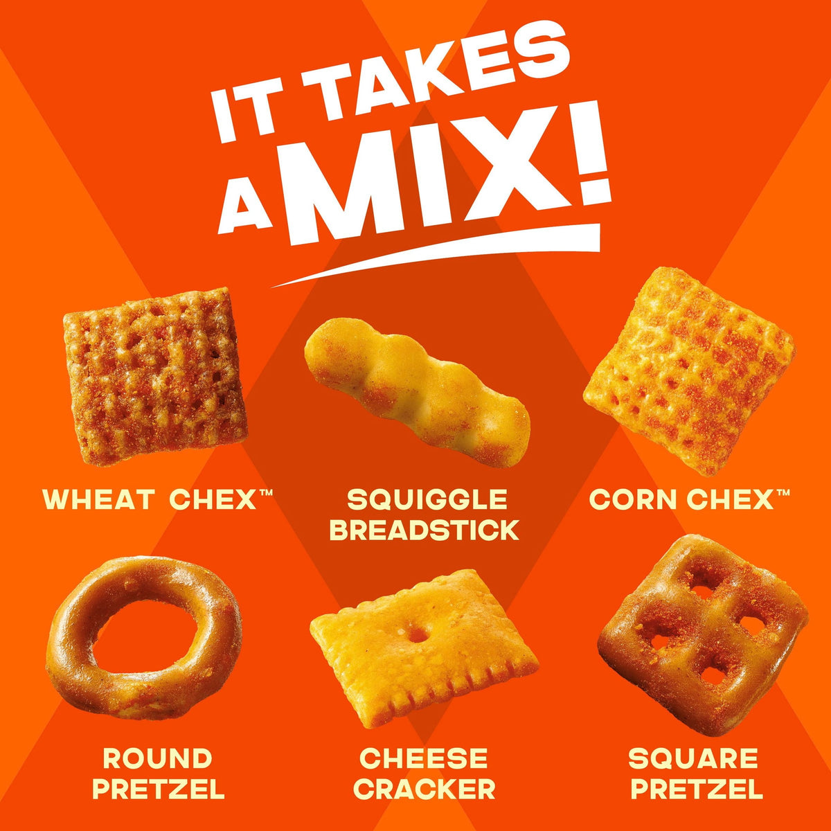 Chex Mix Cheddar Snack Mix, Savory Snack Bag, Family Size, 13.5 oz
