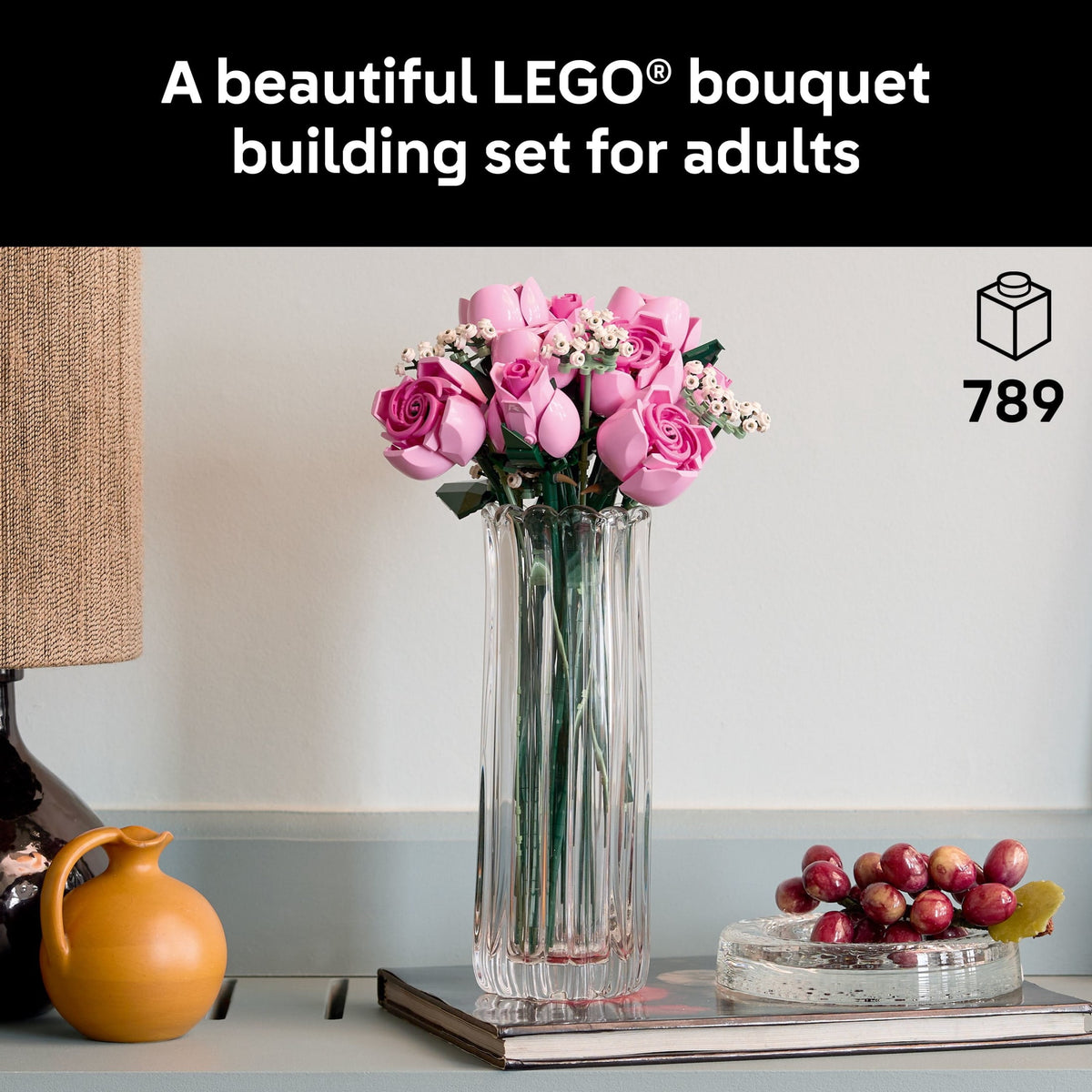 LEGO Botanicals Bouquet of Pink Roses Artificial Flowers Building Set 10374, Ages 18+