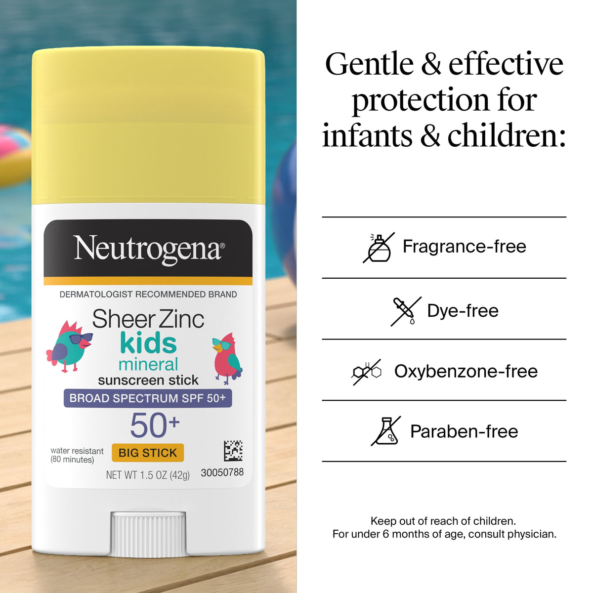 Neutrogena Sheer Kids Mineral Sunscreen Stick, SPF 50, 1.5 oz