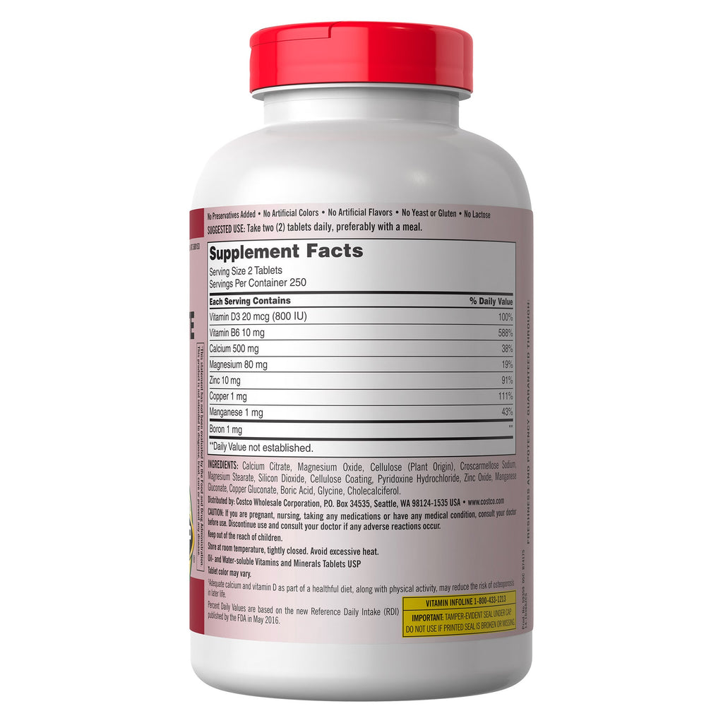 Kirkland Signature Calcium Citrate Magnesium and Zinc Tablets, 500 ea