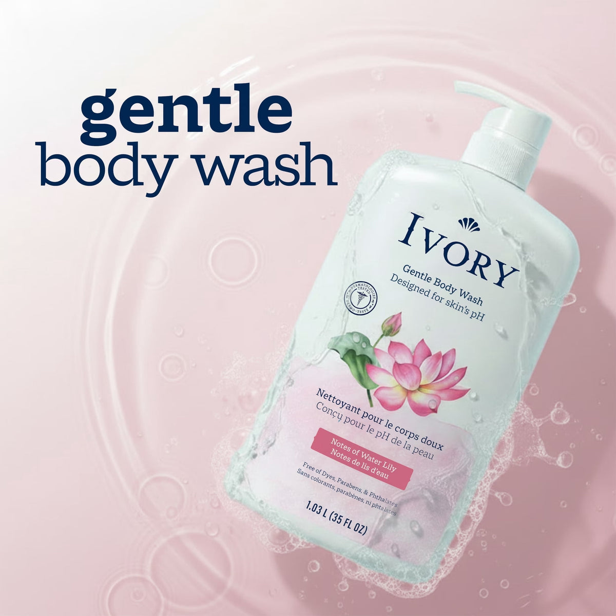 Ivory Body Wash, Mild & Gentle, Water Lily Scent, 35 fl oz