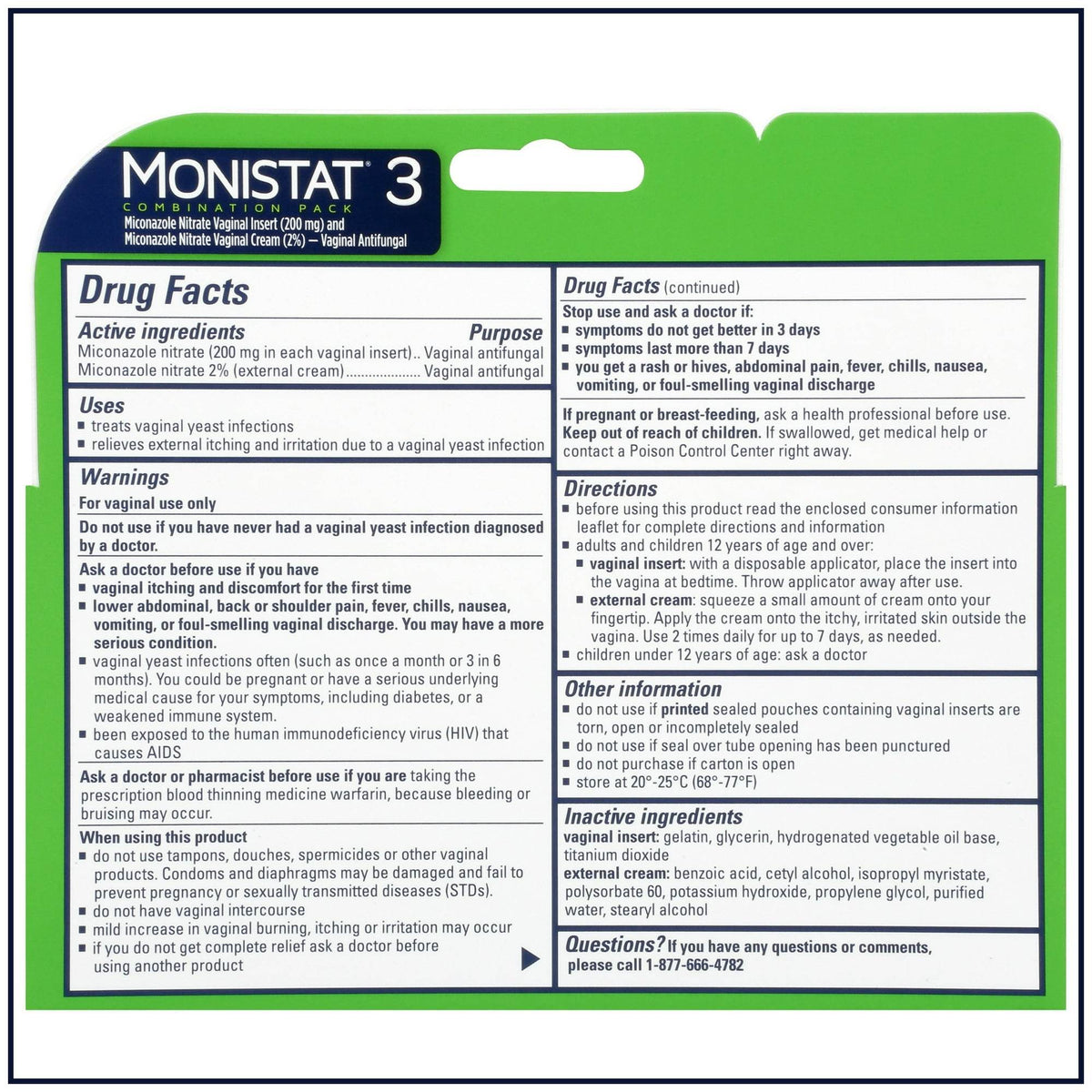 Monistat 3 Dual Action 3 Day Combination Pack Treatment, 1 kit - OTC Shoppe Express