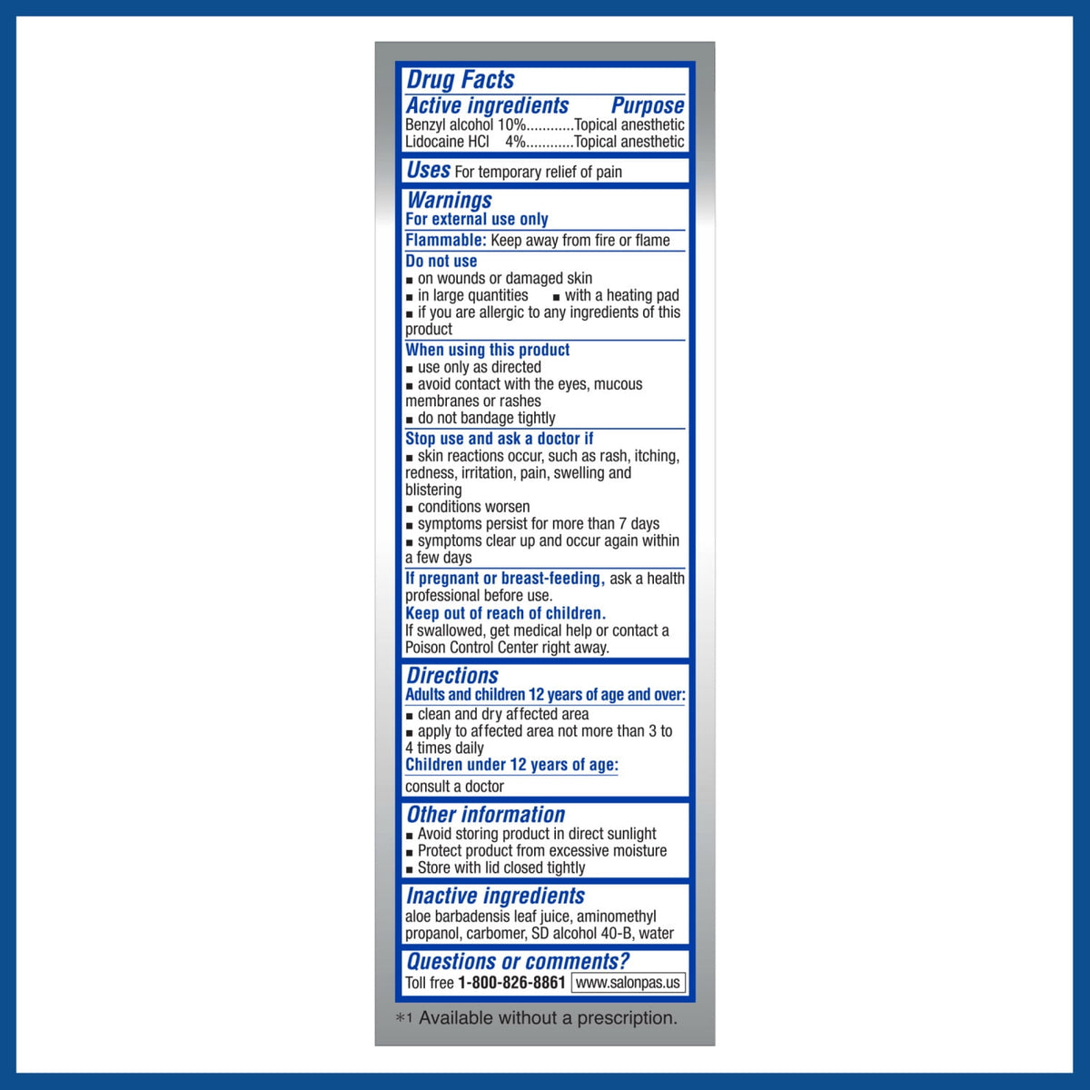 Salonpas Lidocaine Plus Pain Relieving No-Mess Roll On Liquid, 3 fluid oz