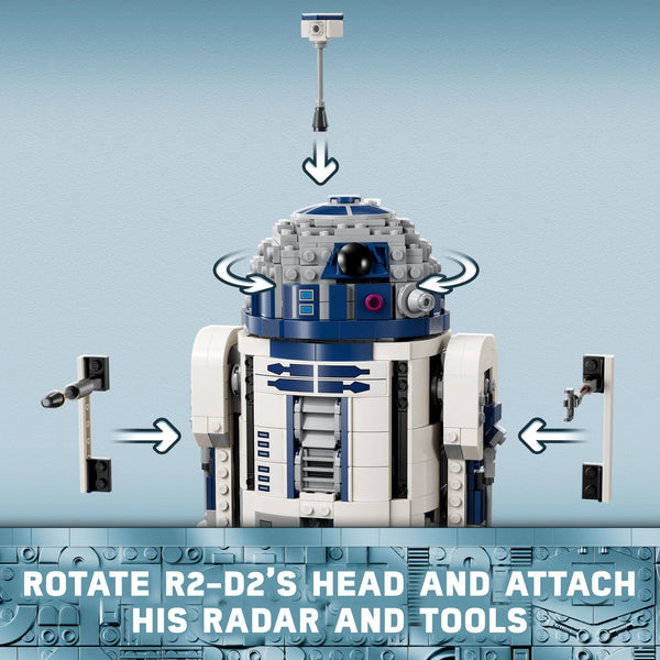 LEGO Star Wars R2-D2 Brick Built Droid Figure, Collectible Star Wars Room Décor with Exclusive 25th Anniversary Minifigure Darth Malak, Creative Play