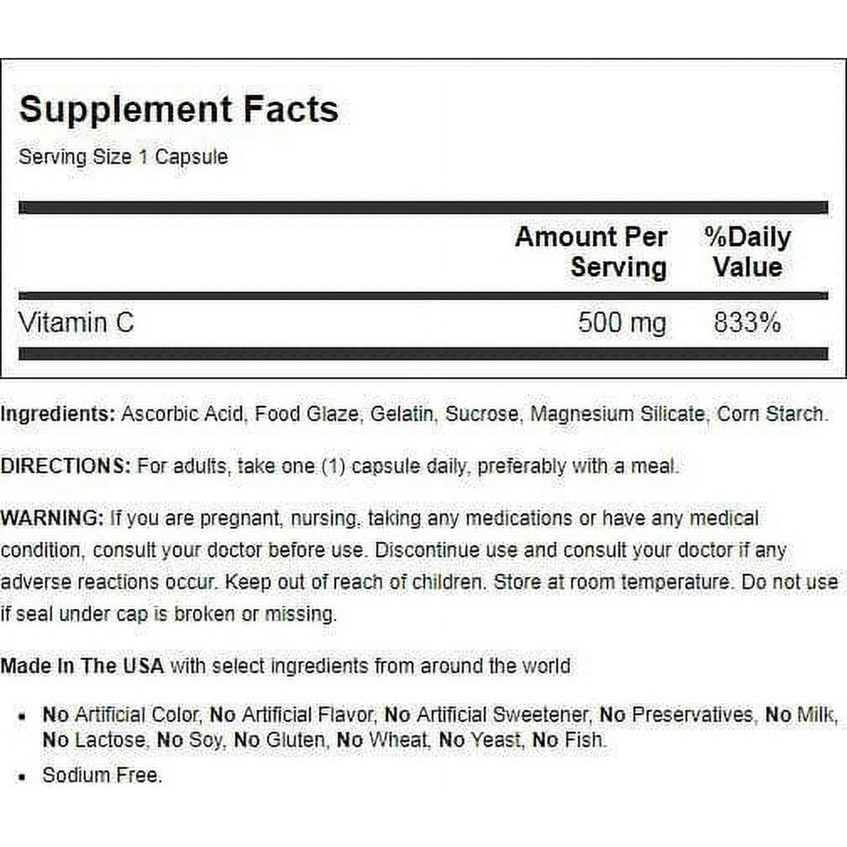 Nature's Bounty Pure Vitamin C, 500 mg, Time Released, Capsules, 100 ea - OTC Shoppe Express