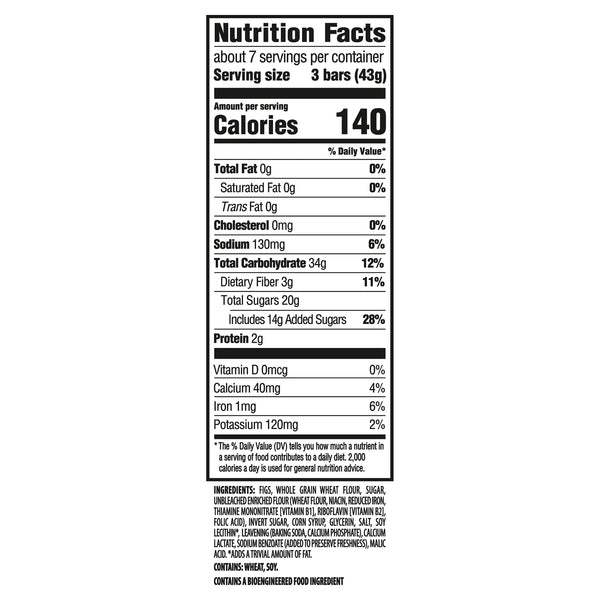 NEWTONS Fat Free Soft Baked Real Fruit Fig Bars, Fig Cookies, 10 oz