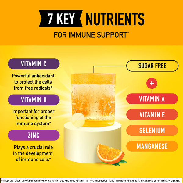 Airborne 1000mg Vitamin C Immune Support Effervescent Tablets, Zesty Orange Flavor, 10 Count