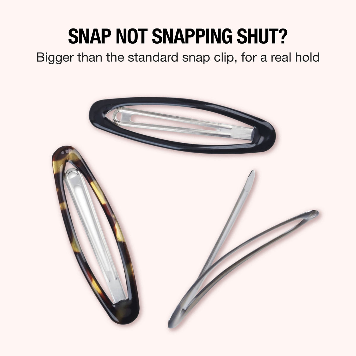 Scunci No-Slip Grip Oval Snap Hair Clips, Multicolor, 3 Count