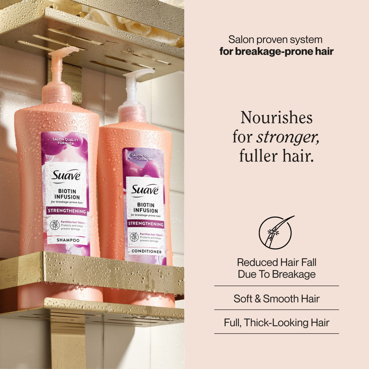 Suave Biotin Infusion Strengthening Conditioner for Breakage Prone Hair, 28 FL OZ