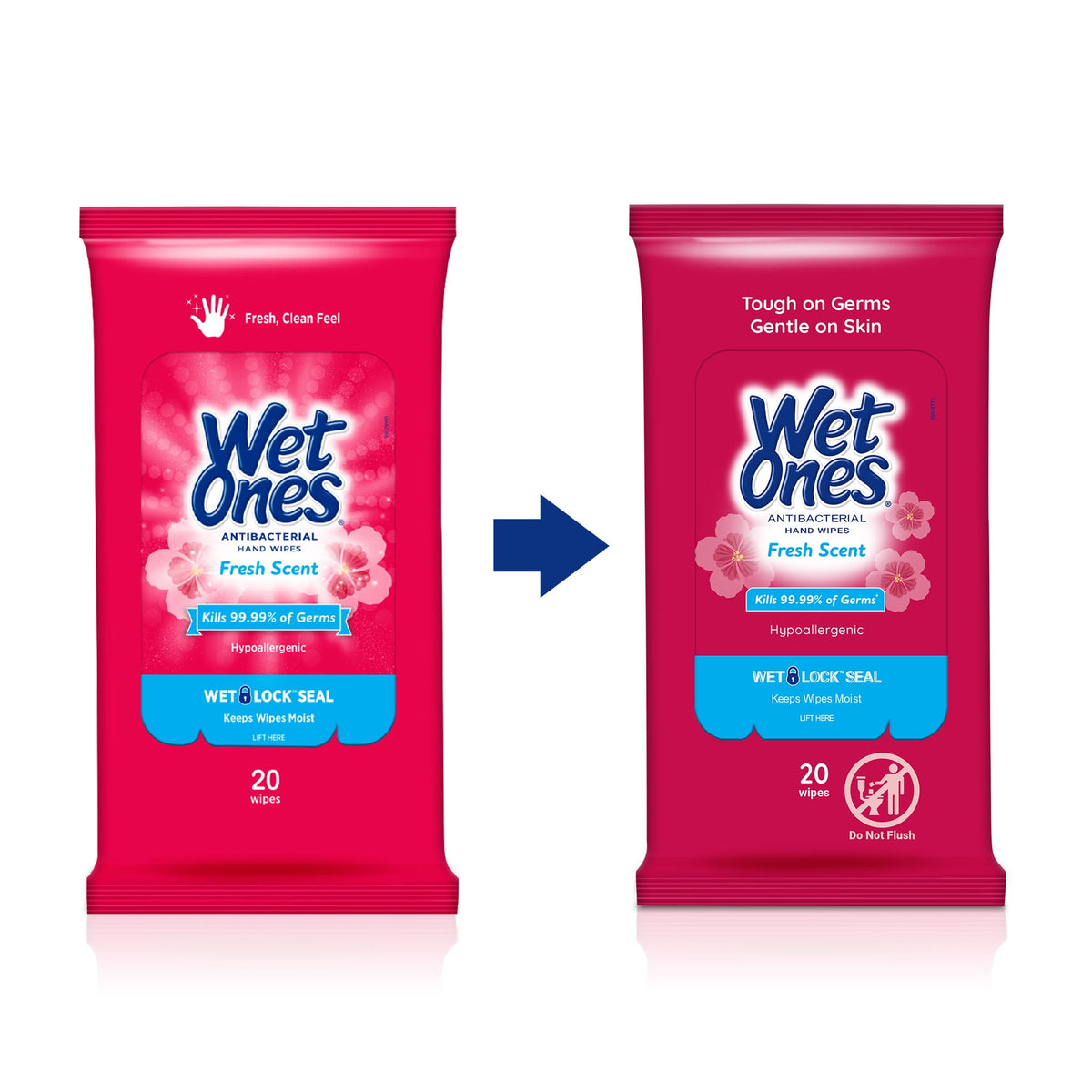 Wet Ones Antibacterial Hand Wipes Travel Pack, Fresh Scent, 20 Ct