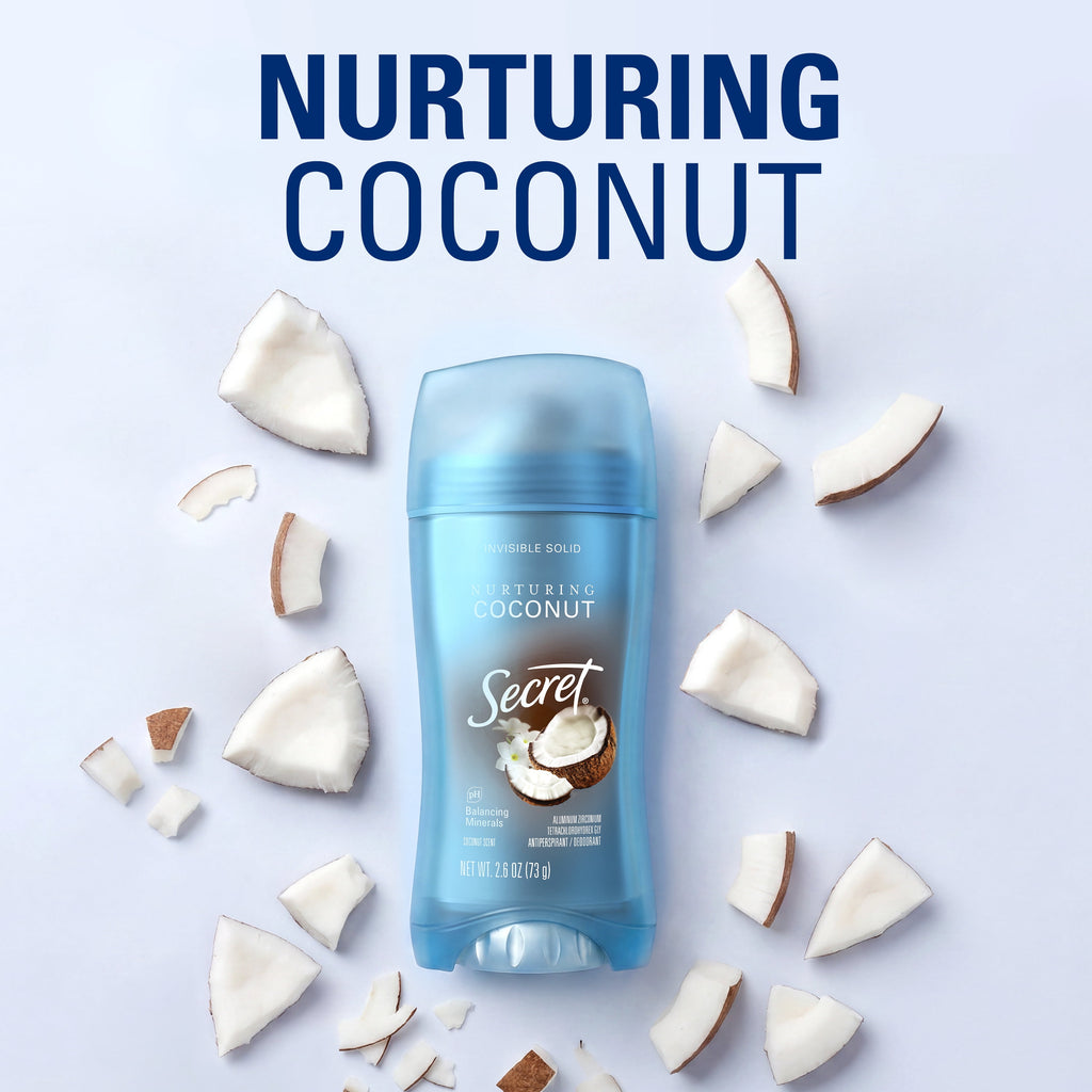 Secret Invisible Solid Antiperspirant Deodorant, Coconut Scent, 2.6 oz