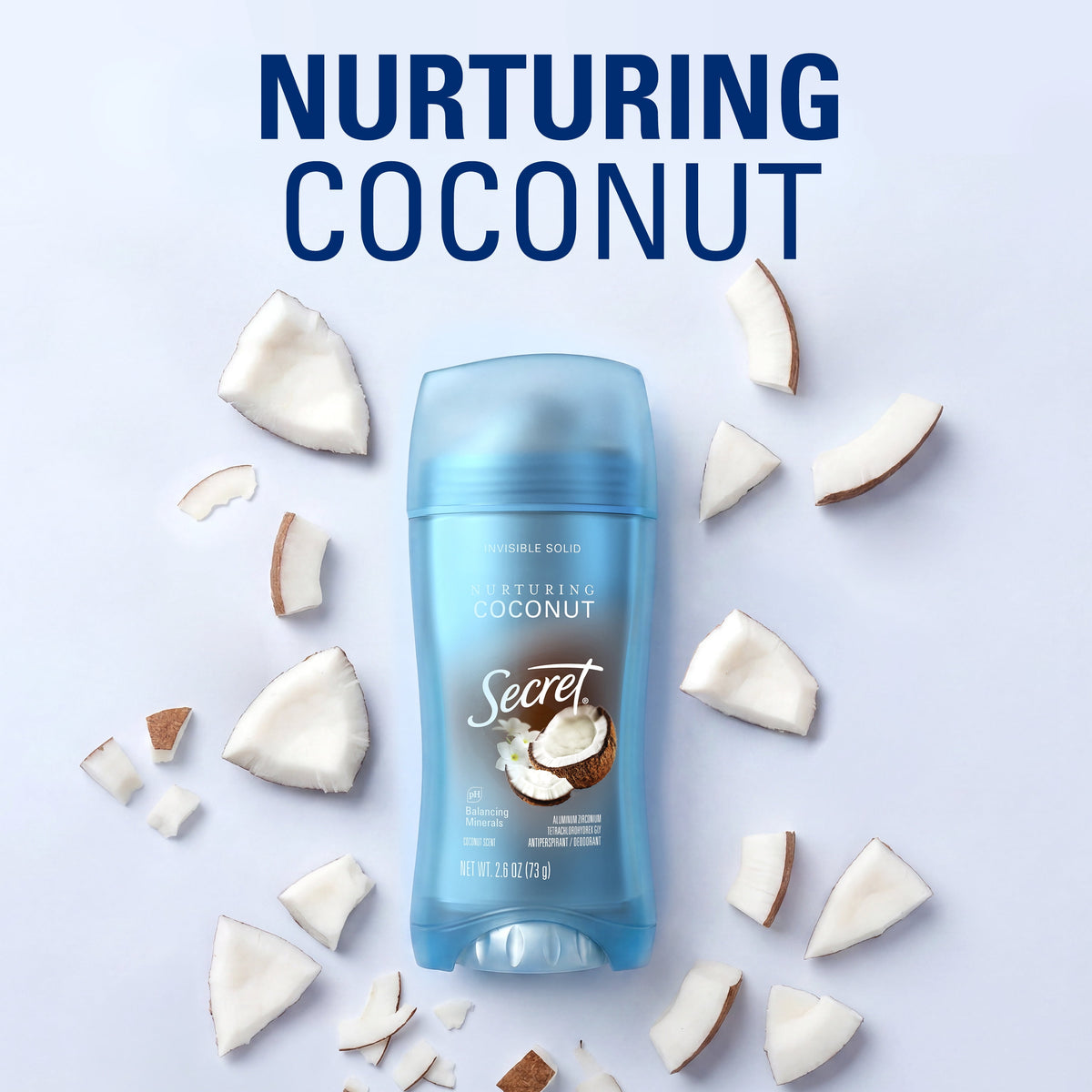 Secret Invisible Solid Antiperspirant Deodorant, Coconut Scent, 2.6 oz