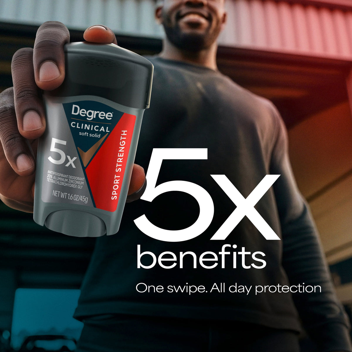 Degree Men Clinical Strength Antiperspirant Deodorant 96-Hour Sweat and Odor Protection Sport Strength Soft Solid 5x Types of Sweat, 1.6 oz