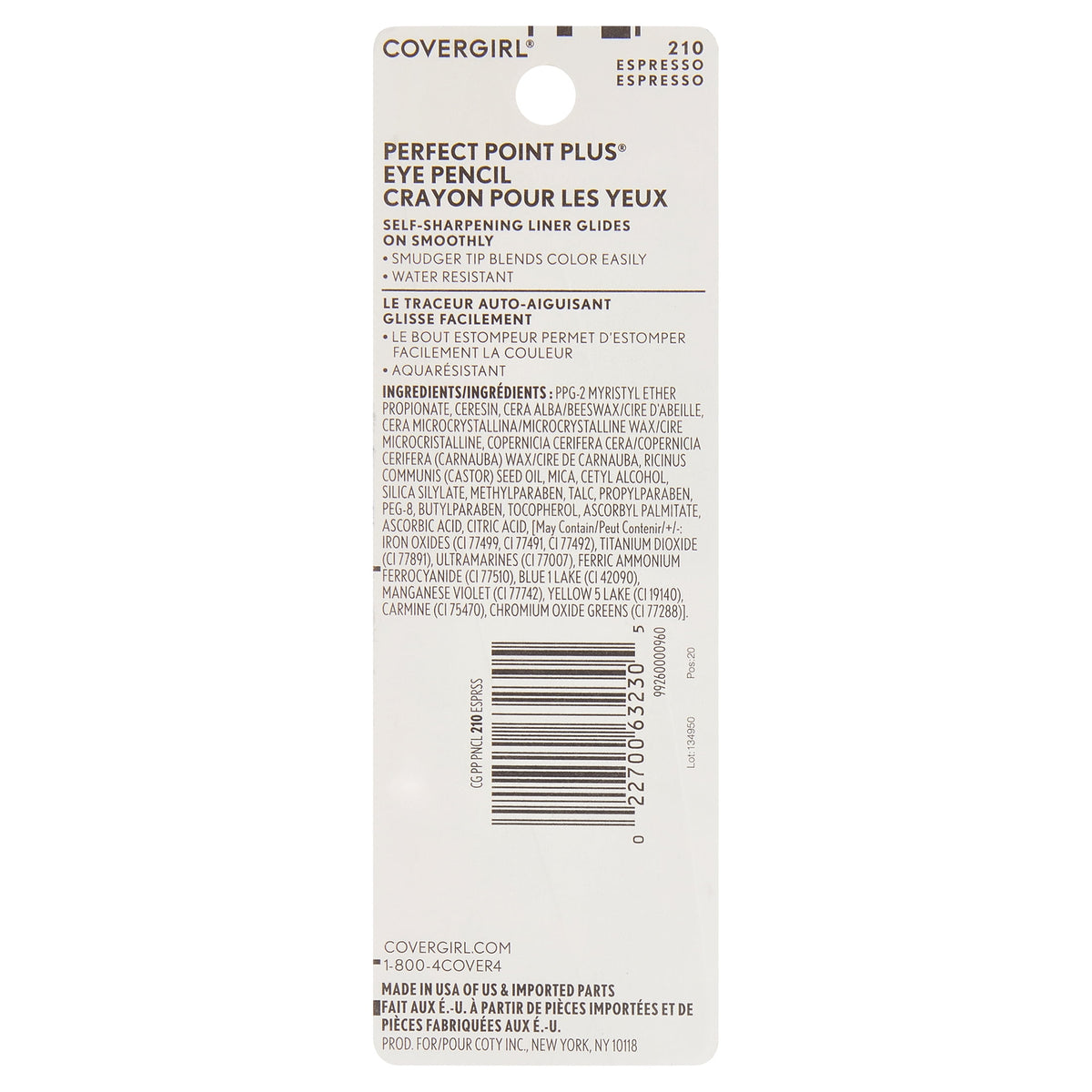 COVERGIRL Perfect Point Plus Eyeliner, 210 Espresso, 0.008 oz, Long-Lasting, Versatile Black Eyeliner, Soft Smudging Tip, No Sharpening Needed