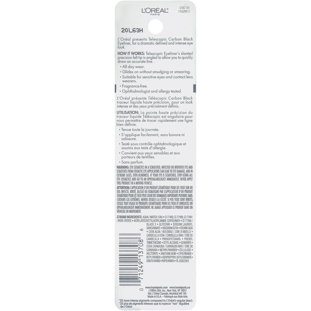 L'Oreal Paris Telescopic Precision Liquid Eyeliner, Carbon Black