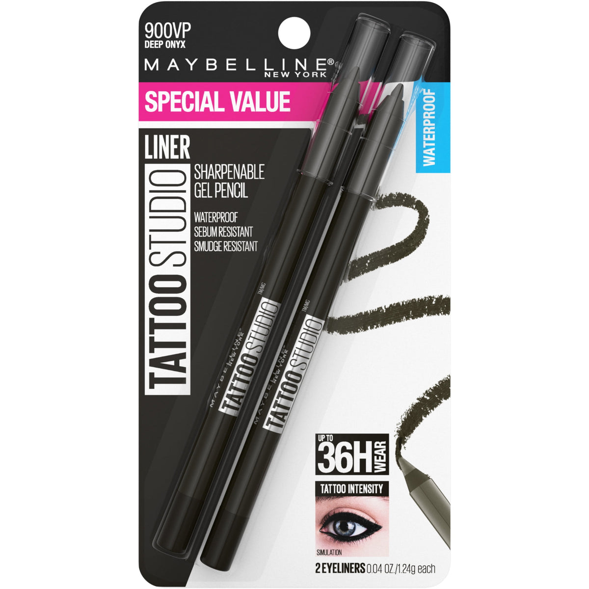 Maybelline Tattoo Studio Sharpenable Gel Pencil Longwear Eyeliner, Deep Onyx