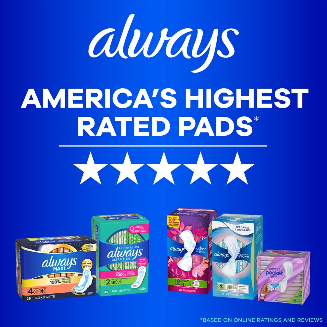 Always Maxi Pads with Wings, Size 3, Extra Long Super Absorbency, 33 Count