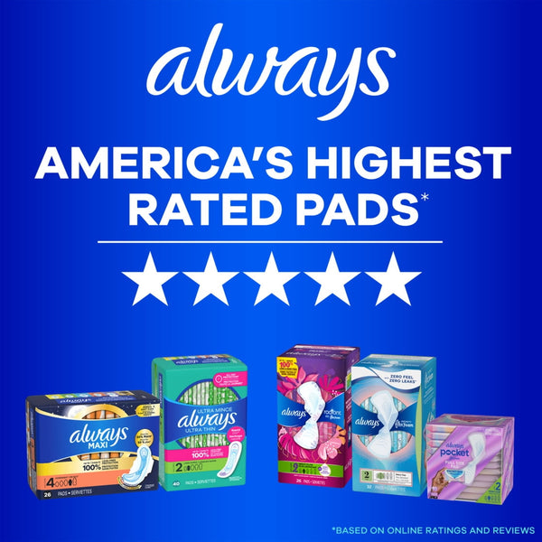 Always Maxi Pads with Wings, Size 3, Extra Long Super Absorbency, 33 Count