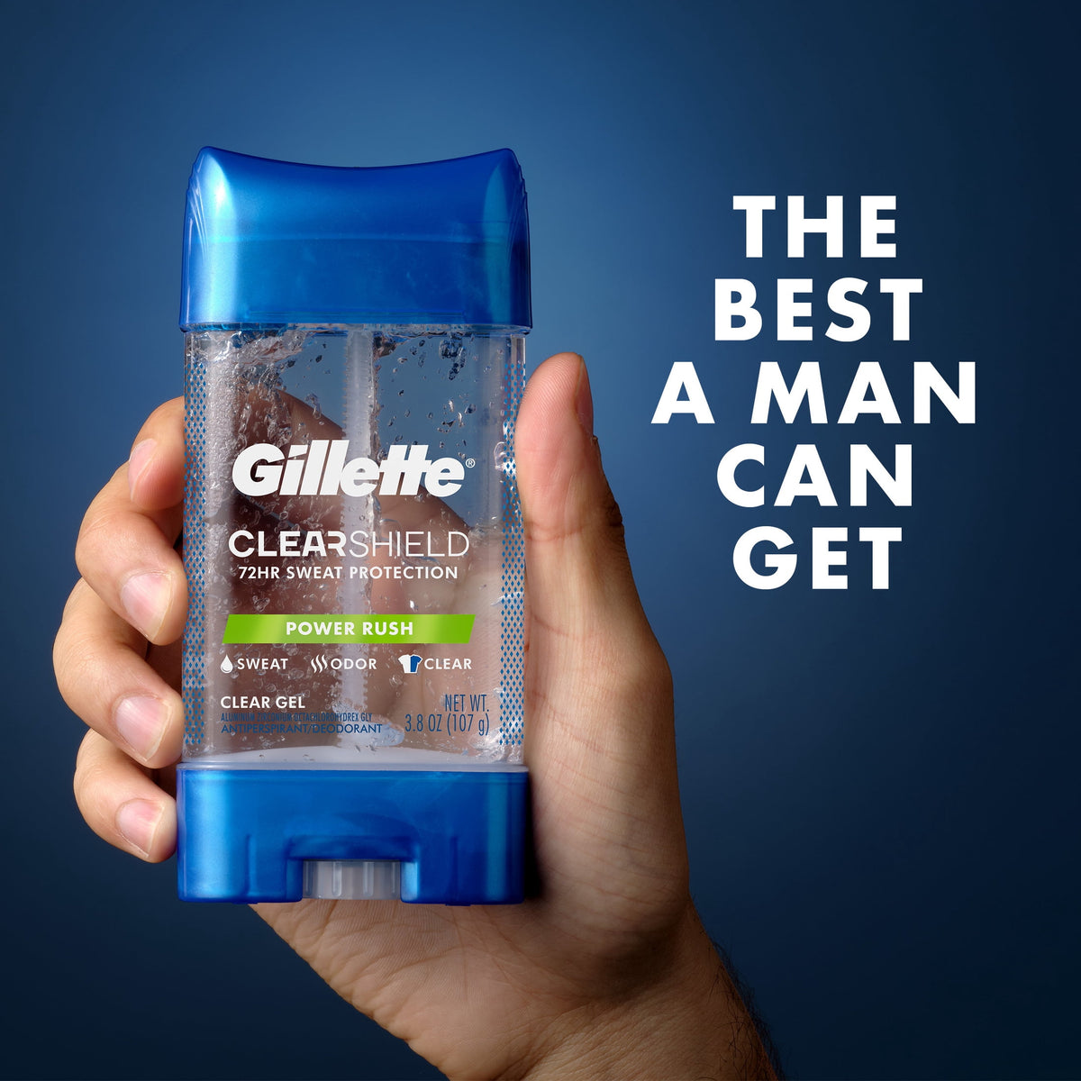 Gillette Anti-Perspirant Deodorant, Clear Gel Power Rush 3.8 oz, Twin Pack