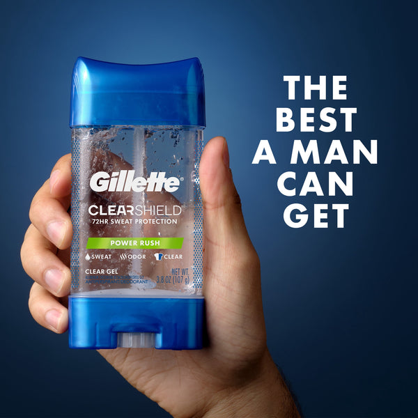Gillette Anti-Perspirant Deodorant, Clear Gel Power Rush 3.8 oz, Twin Pack