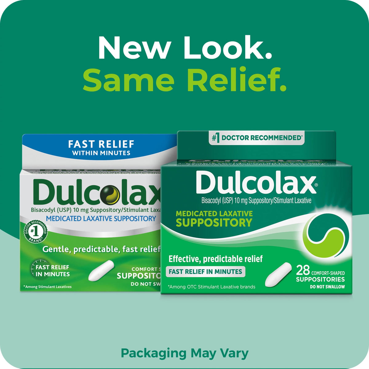 Dulcolax Stimulant Laxative Medicated Suppositories, Predictable & Effective Constipation Relief, Bisacodyl 10 mg, 28 Count