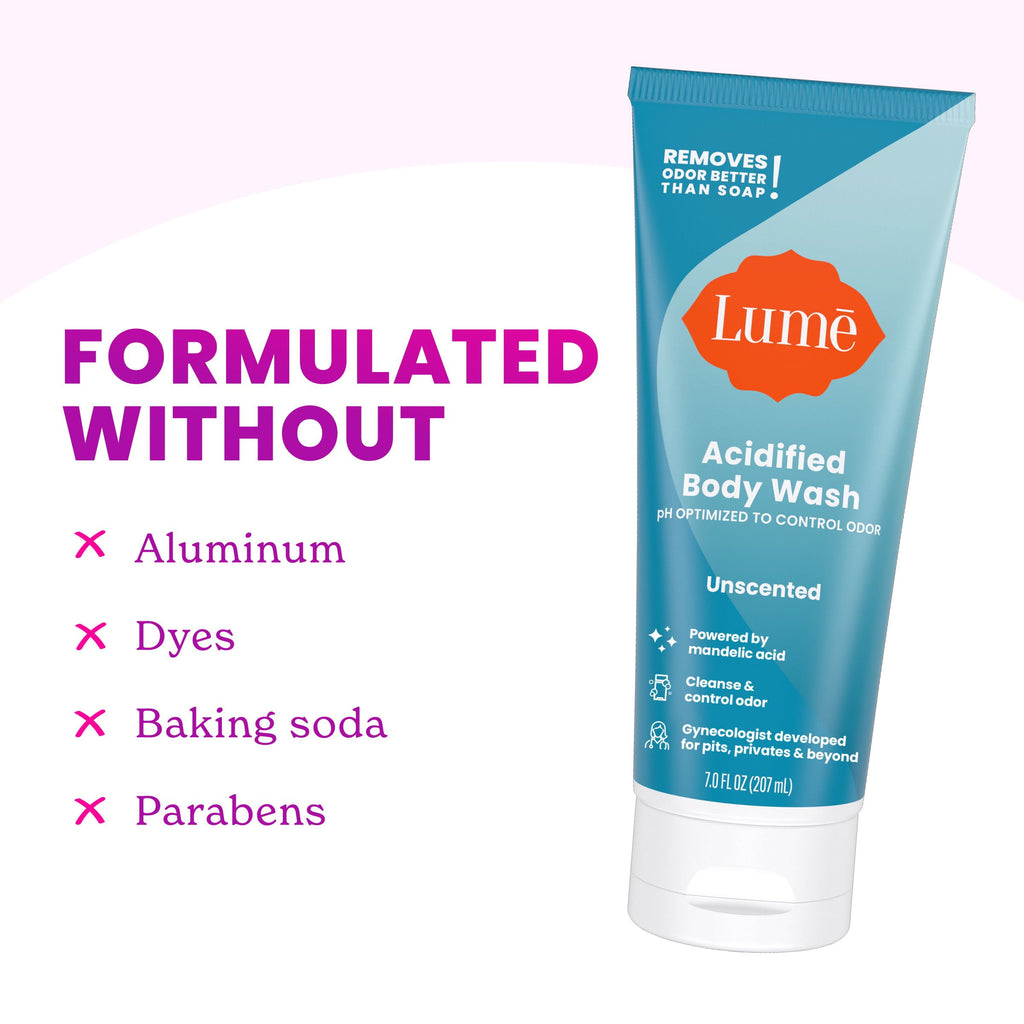 Lume Acidified Feminine Wash & Body Wash, Sensitive Skin, Unscented, 7 fl oz