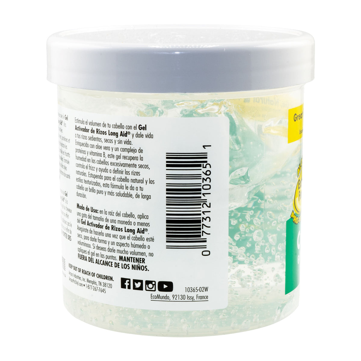 Long Aid Curl Activator Hair Styling Gel Extra Hold, 15oz., Moisturizing, Unisex