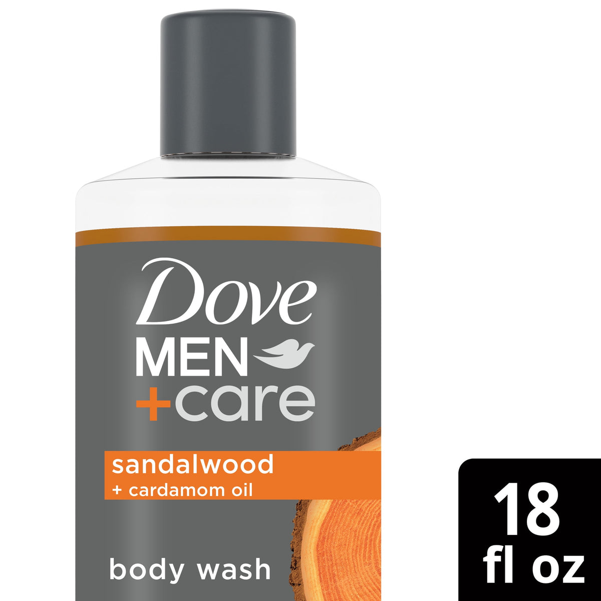 Dove Men+Care Body Wash To Rebuild Skin In The Shower Sandalwood + Cardamom Oil With Plant-Based Cleansers And Moisturizers ,18 fl oz